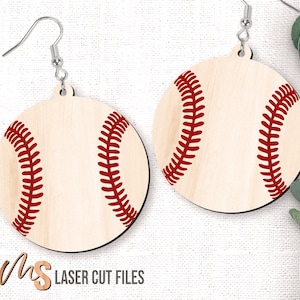Baseball Earrings SVG - Baseball Svg - Laser Cut Files - Earring Svg - Earring Template - Sports Earrings - Glowforge Earring Files - Cricut
