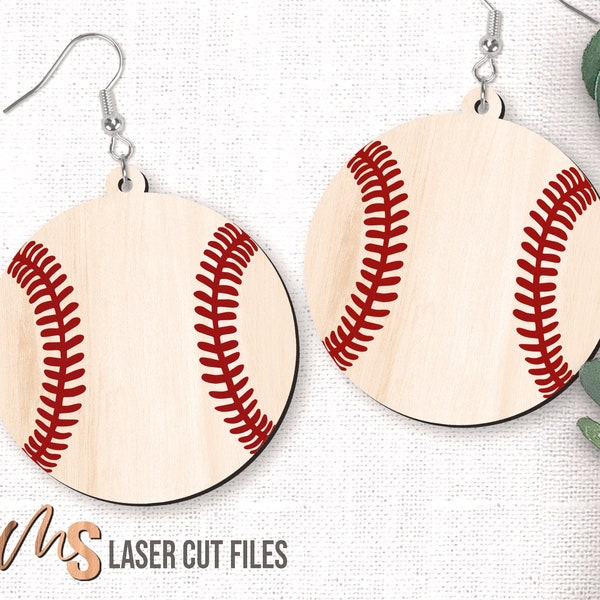 Baseball Earrings SVG - Baseball Svg - Laser Cut Files - Earring Svg - Earring Template - Sports Earrings - Glowforge Earring Files - Cricut