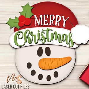 Snowman Merry Christmas Sign SVG - Snowman Christmas Door Hanger Svg - Snowman Svg - Laser Cut Files - Christmas Door Sign - Christmas Porch Sign - Glowforge Files - Merry Christmas Svg - Snowman Door Hanger - Christmas Welcome Sign - Merry Christmas Sign - Christmas Sign Svg - Snowflake Svg - Snowman Decor - Christmas Decor - CNC Files - Svg Files For Cricut - Front Door Decor