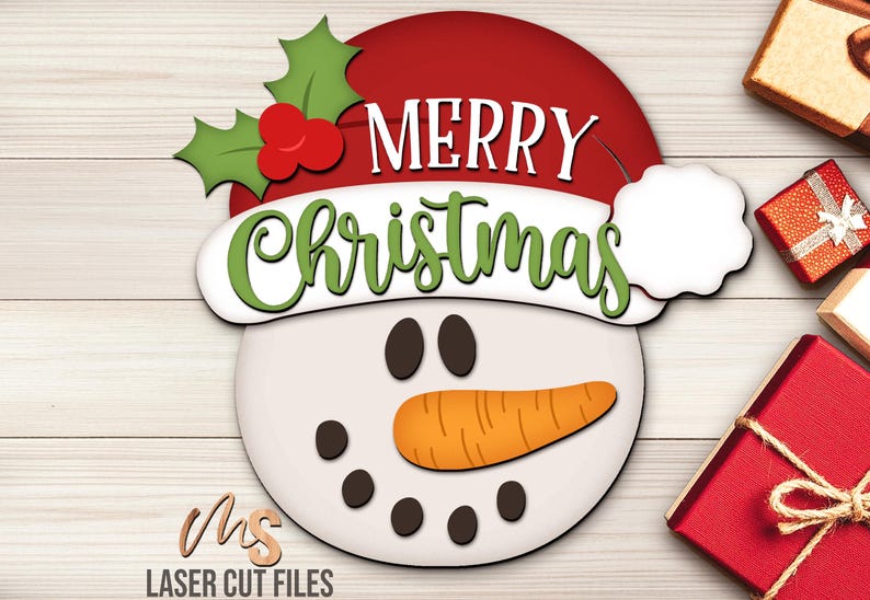 Snowman Merry Christmas Sign SVG - Snowman Christmas Door Hanger Svg - Snowman Svg - Laser Cut Files - Christmas Door Sign - Christmas Porch Sign - Glowforge Files - Merry Christmas Svg - Snowman Door Hanger - Christmas Welcome Sign - Merry Christmas Sign - Christmas Sign Svg - Snowflake Svg - Snowman Decor - Christmas Decor - CNC Files - Svg Files For Cricut - Front Door Decor