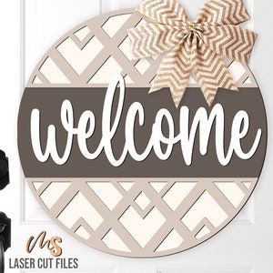 Geometric Welcome Sign SVG - Boho Door Hanger Svg - Welcome Svg - Laser Cut Files - Farmhouse Front Door Sign Decor - Glowforge Files