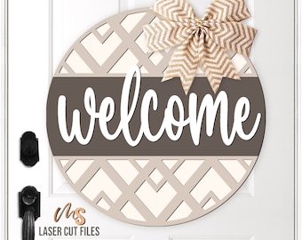 Geometric Welcome Sign SVG - Boho Door Hanger Svg - Welcome Svg - Laser Cut Files - Farmhouse Front Door Sign Decor - Glowforge Files