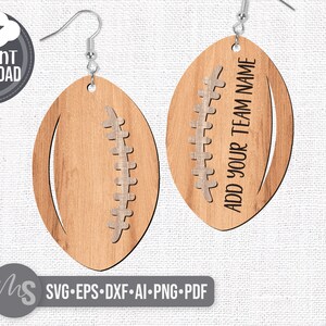 Football Earrings SVG - Football Svg - Football Dangle Earrings - Laser Cut Files - Earring Template - Glowforge Files - Sports Earrings - Football Jewelry - Football Laser Earring - Earring Laser Files - Laser Earring File - Glowforge Earring