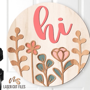Floral Welcome Sign SVG - Wildflower Door Hanger Svg - Wildflower Svg - Laser Cut Files - Spring & Summer Decor - Glowforge Files