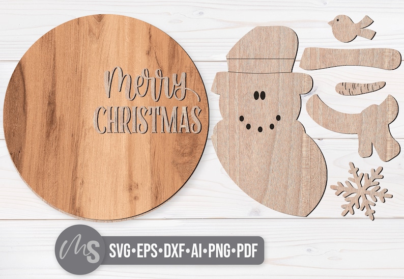 Snowman Merry Christmas Sign Svg - Christmas Door Hanger SVG - Snowman Svg - Christmas Door Sign Svg - Laser Cut Files - Glowforge - Christmas Welcome Sign - Christmas Decor - Snowman Decor - Front Door Decor - Christmas Porch Sign - Glowforge Files