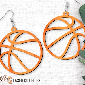 Basketball Earring SVG - Basketball Svg - Laser Cut Files - Earrings Svg - Earring Template - Laser Cut Earrings - Glowforge Files - Cricut
