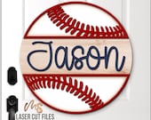 Monogram Baseball Svg - Baseball Door Hanger Svg - Baseball Name Sign Svg - Laser Cut Files - Custom Baseball Door Sign - Glowforge Cricut