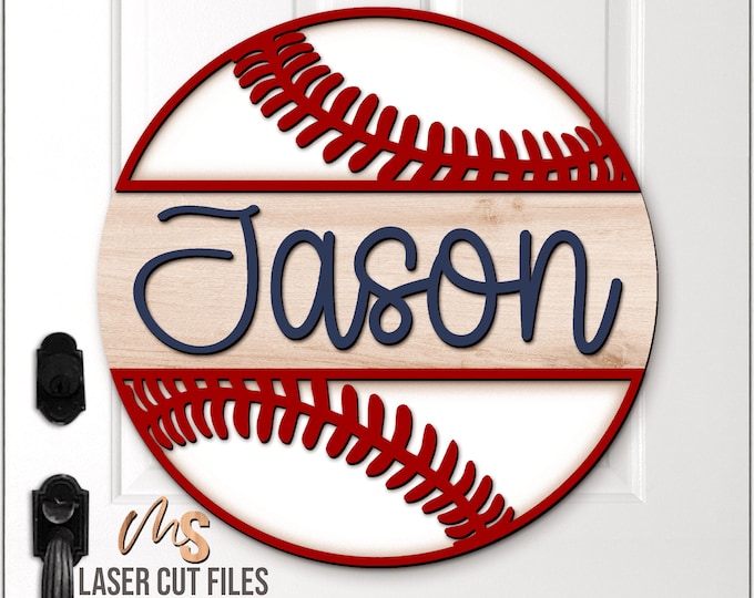 Monogram Baseball Svg - Baseball Door Hanger Svg - Baseball Name Sign ...