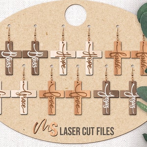 Christian Cross Earrings SVG - Cross Svg - Religious Earring Svg - Laser Cut Files - Jesus Svg - Faith Svg - Love Svg - Glowforge Files - Christian Svg - Earring Svg - Religious Svg - Laser Earring File - Glowforge Earring Files - Laser Cut Earrings