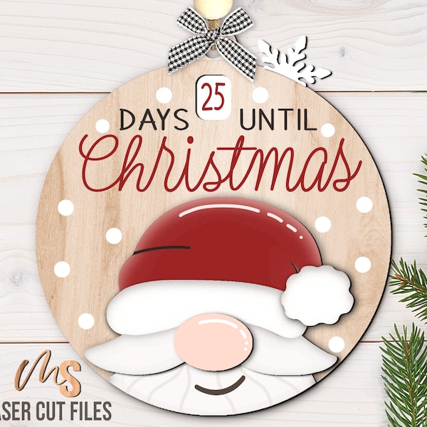 Christmas Countdown Ornament SVG - Santa Svg - Days Until Christmas Ornament Svg - Santa Ornament Svg - Laser Cut Files - Glowforge Files