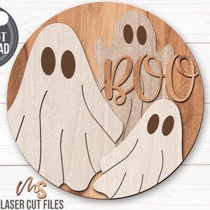 Ghost Halloween Sign Svg - Halloween Door Hanger Svg - Ghost Svg - Boo Svg - Laser Cut Files - Halloween Door Sign - Glowforge Files - Halloween Sign Svg - Halloween Welcome Sign Svg - Halloween Porch Sign - Halloween Decor - Front Door Decor