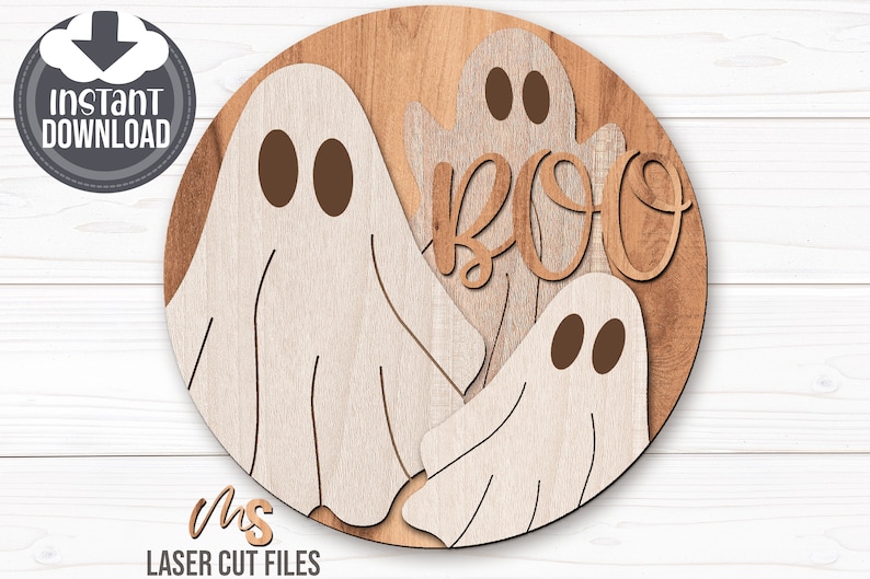 Ghost Halloween Sign Svg - Halloween Door Hanger Svg - Ghost Svg - Boo Svg - Laser Cut Files - Halloween Door Sign - Glowforge Files - Halloween Sign Svg - Halloween Welcome Sign Svg - Halloween Porch Sign - Halloween Decor - Front Door Decor
