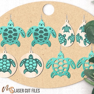 Schildkröte Ohrringe SVG - Ohrring SVG - Meeresschildkröte Schmuck - Laser Cut Dateien - Strand Ohrringe Schmuck - Ohrring Vorlage - Glowforge Dateien - Cricut