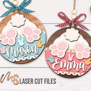 Easter Bunny Basket Tag SVG - Easter Basket Tag Svg - Easter Bunny Tag Svg - Laser Cut Files - Easter Basket Name Tag - Glowforge Cricut