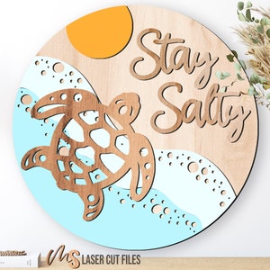 Beach Door Hanger SVG Sea Turtle Svg Beach Svg Stay Salty Svg Laser Cut ...