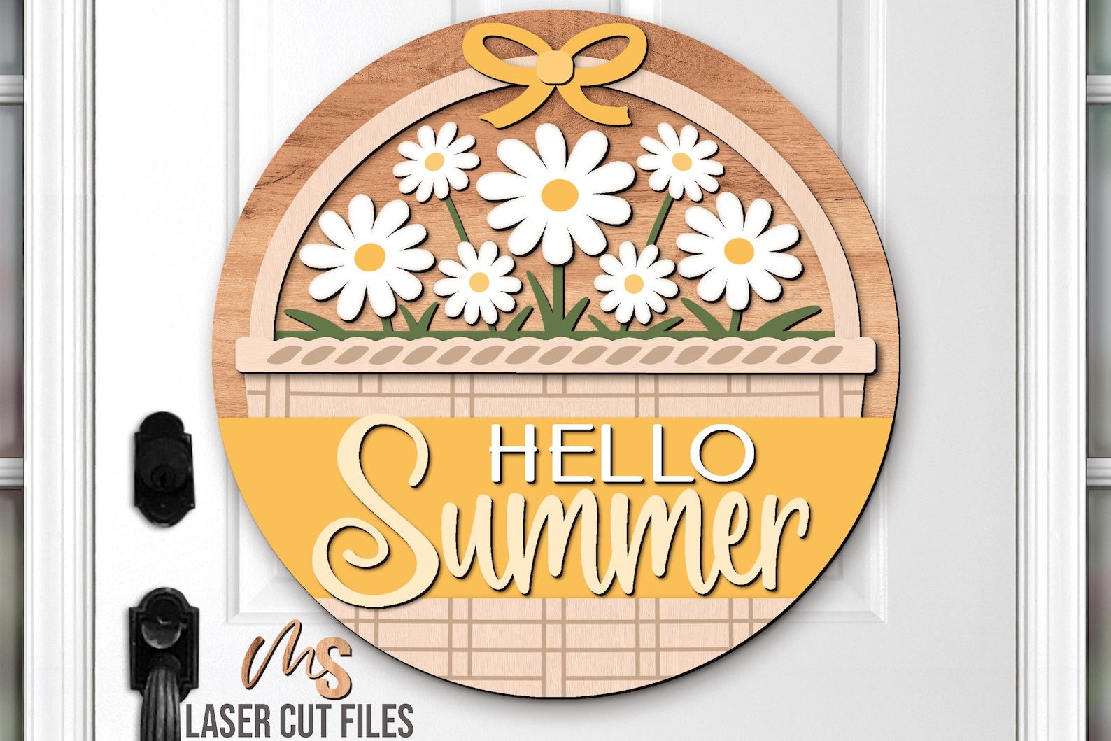 Daisy Hello Summer Door Hanger Svg - Summer Welcome Sign Svg - Daisy ...