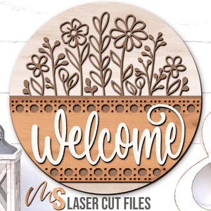 Floral Welcome Sign Svg - Wildflower Door Hanger Svg - Wildflowers Svg - Laser Cut Files - Floral Door Sign - Porch Sign - Porch Decor - Front Door Decor - Glowforge Files - Flowers Svg - Welcome Door Sign - Spring Door Hanger - Floral Door Hanger - Summer Door Hanger - Floral Sign Svg - Porch Sign - Spring Decor - Summer Decor - Round Wood Sign - Svg Files - Cricut - CNC Files