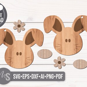 Easter Bunny Earring SVG - Floral Easter Earrings Svg - Easter Dangle Earrings - Laser Cut Files - Easter Bunny Svg - Glowforge Files - Easter Svg - Bunny Svg - Easter Earrings - Earring Laser Files - Glowforge Earring - Earrings Svg