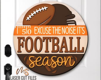Funny Football Season Sign SVG: Football Door Hanger SVG (Laser Cut Files for Glowforge/Cricut)