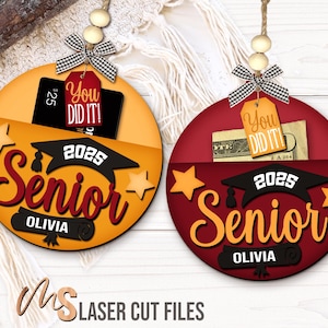 Abschlussfeier Geschenkkartenhalter SVG - Grad Geldhalter SVG - Benutzerdefinierte Abschlussfeier Geschenkanhänger SVG - Laser Cut Dateien - Klasse Von 2025 - Cricut