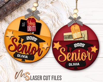 Senior Graduation Gift Card Holder SVG - Grad Money Holder Svg - Custom Graduation Gift Tag Svg - Laser Cut Files - Class Of 2025 - Cricut