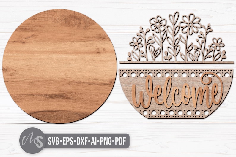 Floral Welcome Sign Svg - Wildflower Door Hanger Svg - Wildflowers Svg - Laser Cut Files - Floral Door Sign - Porch Sign - Porch Decor - Front Door Decor - Glowforge Files - Flowers Svg - Welcome Door Sign - Spring Door Hanger - Floral Door Hanger - Summer Door Hanger - Floral Sign Svg - Porch Sign - Spring Decor - Summer Decor - Round Wood Sign - Svg Files - Cricut - CNC Files