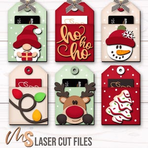 Christmas Gift Card Holder SVG Bundle: Money Holder Ornament Laser Cut Files Glowforge/Cricut
