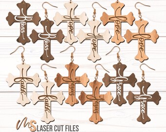 Religious Cross Earrings SVG - Christian Cross Svg - Religious Earring Svg - Laser Cut Files - Jesus Svg - Faith Svg - Glowforge Cricut
