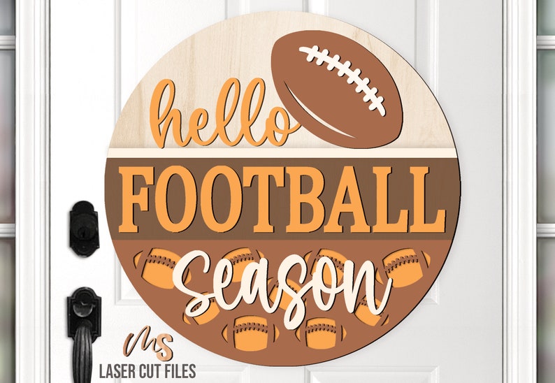 Football Season Sign SVG - Football Door Hanger Svg - Football Svg - Laser Cut Files - Front Door Sign - Football Party Decor - Glowforge Files - Football Season Svg - Football Signs - Fall Door Hanger - Football Welcome Sign - Football Wall Art