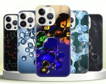 Molecule Phone Case Chemistry Cover for Pixel 7 Pro 6A, iPhone 14 13 12 Pro 11 XR for Samsung S21FE S22 5G S22 Ultra A73 A53 Note 20