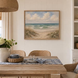Lámina con diseño de sendero costero en la playa / Ilustración de paisaje marino de Cape Cod / Decoración costera para abuelas (Descarga digital)