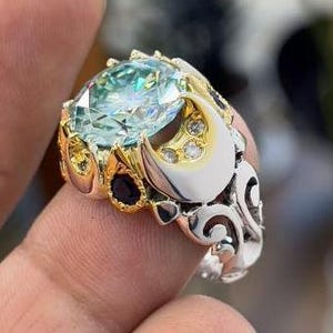 11 Carat Certified Natural White Diamond Sterling Silver 925 Handmade Ring, Real Luxury Light White Moissanite Diamond Engagement Ring
