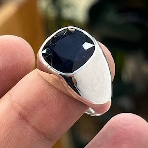 ハンドメイド10カラットブルーサファイアリング：スターリングシルバー