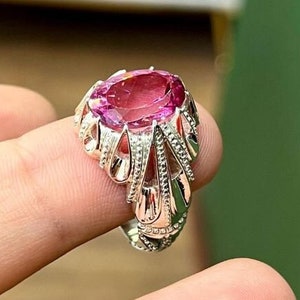 ハンドメイド 10 カラット ブルー トパーズ リング：スターリング