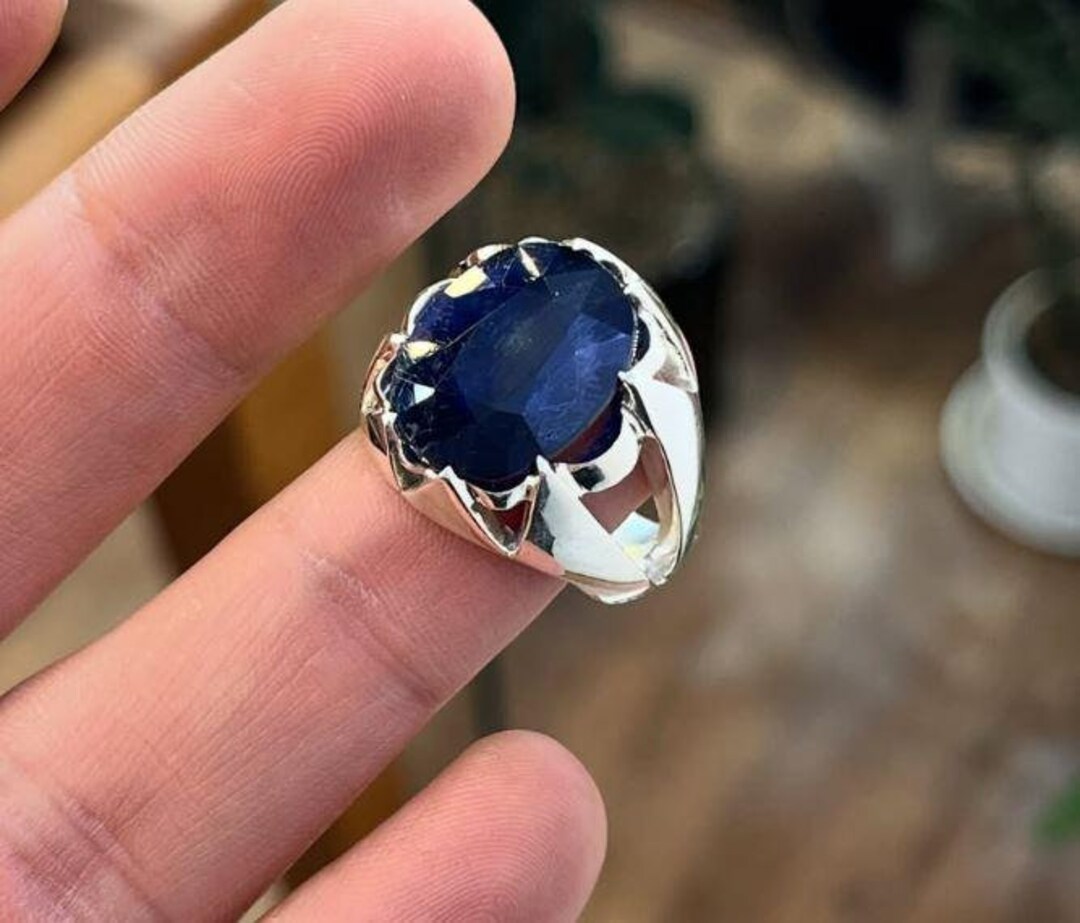 Silver925 18kgp ディープ ブルーサファイア リングorトップ 18 Carat Natural Blue Sapphire Sterling Silver 925 Handmade Ring