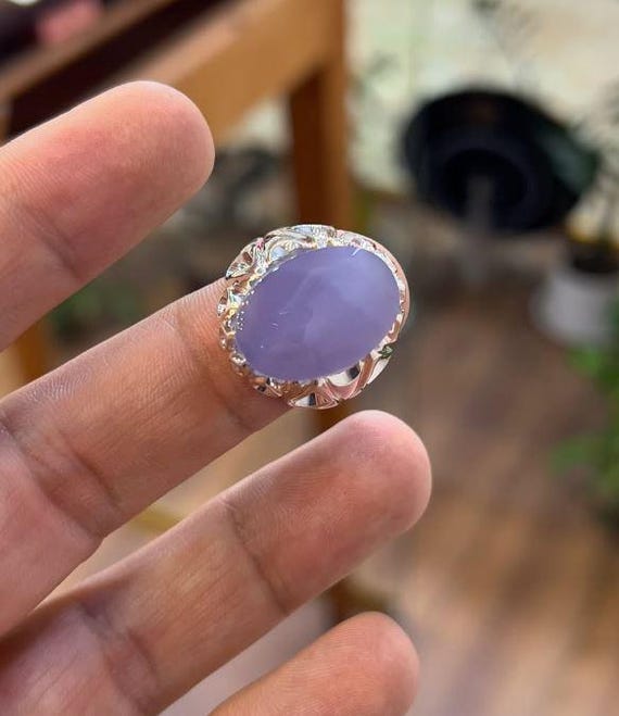天然パープルアゲート スターリングシルバー 925 ハンドメイドリング