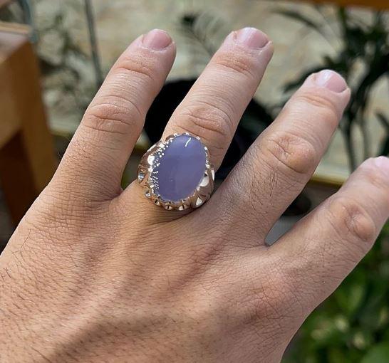 天然パープルアゲート スターリングシルバー 925 ハンドメイドリング