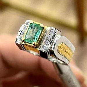 High Quality Real Emerald Sterling Silver 925 Handmade Ring, High Quality Colombian Rich Emerald Ring, Beautiful Luxury Green Emerald