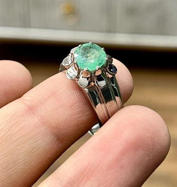 3.5カラットの天然オーバルカットエメラルドスターリングシルバー925 