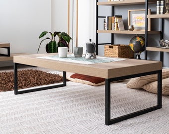 Coffee table, coffee table, living room table in oak-effect honeycomb melamine - Made in Italy