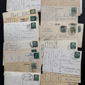 5 cartes postales allemandes et autrichiennes vintage 1900-1939 - Authentique pièces éphémères anciennes avec écriture manuscrite - Objets de collection européens - Pièce rare