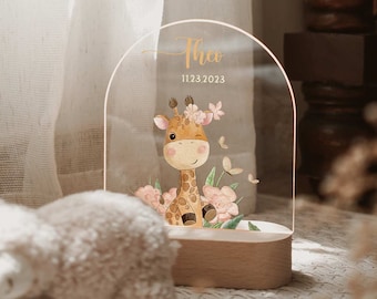 Lampada notturna con nome personalizzato per bambino, luce notturna creativa con pannello acrilico luminoso per animali, regalo per la camera dei bambini