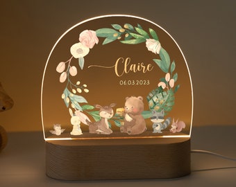 Personalized acrylic night lamp, luminous acrylic night light, christening gift for baby, children's room, bedside lamp