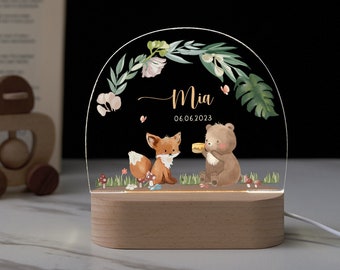 Personalized night light for baby, baby gift birth, night light baby, cute animal night lamp, baby room decor lamp