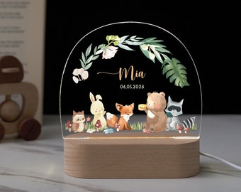 Personalized night light for baby, baby gift birth, night light baby, cute animal night lamp, baby room decor lamp