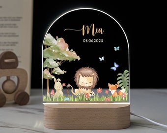 Personalized night light for baby, baby gift birth, night light baby, cute animal night lamp, baby room decor lamp