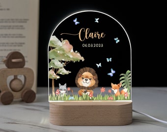 Personalized night light for baby, baby gift birth, night light baby, cute animal night lamp, baby room decor lamp