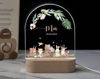 Personalized night light for baby, baby gift birth, night light baby, cute animal night lamp, baby room decor lamp