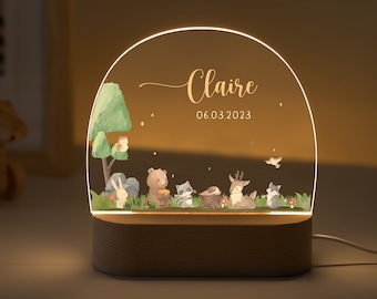 Personalized night light for baby, cute animal night lamp, kid's room decor lamp, gift for baby baptism, baby birth  gift