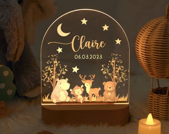Personalized baby night light, animal lamp, baby gift birth, christening gift, children's room, birthday gift, bedside lamp, easter gift